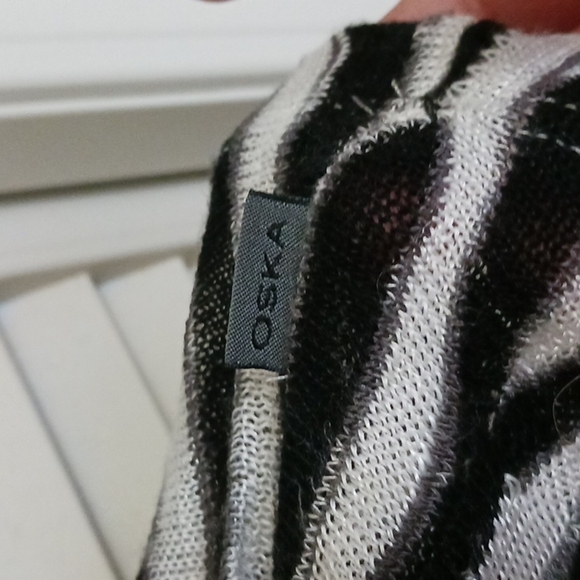 Oska Lagenlook Linen Blend Knit Tank Top, Black White, Size M - Picture 4 of 8